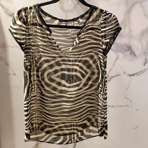 Zara zebra print sheer t-shirt
